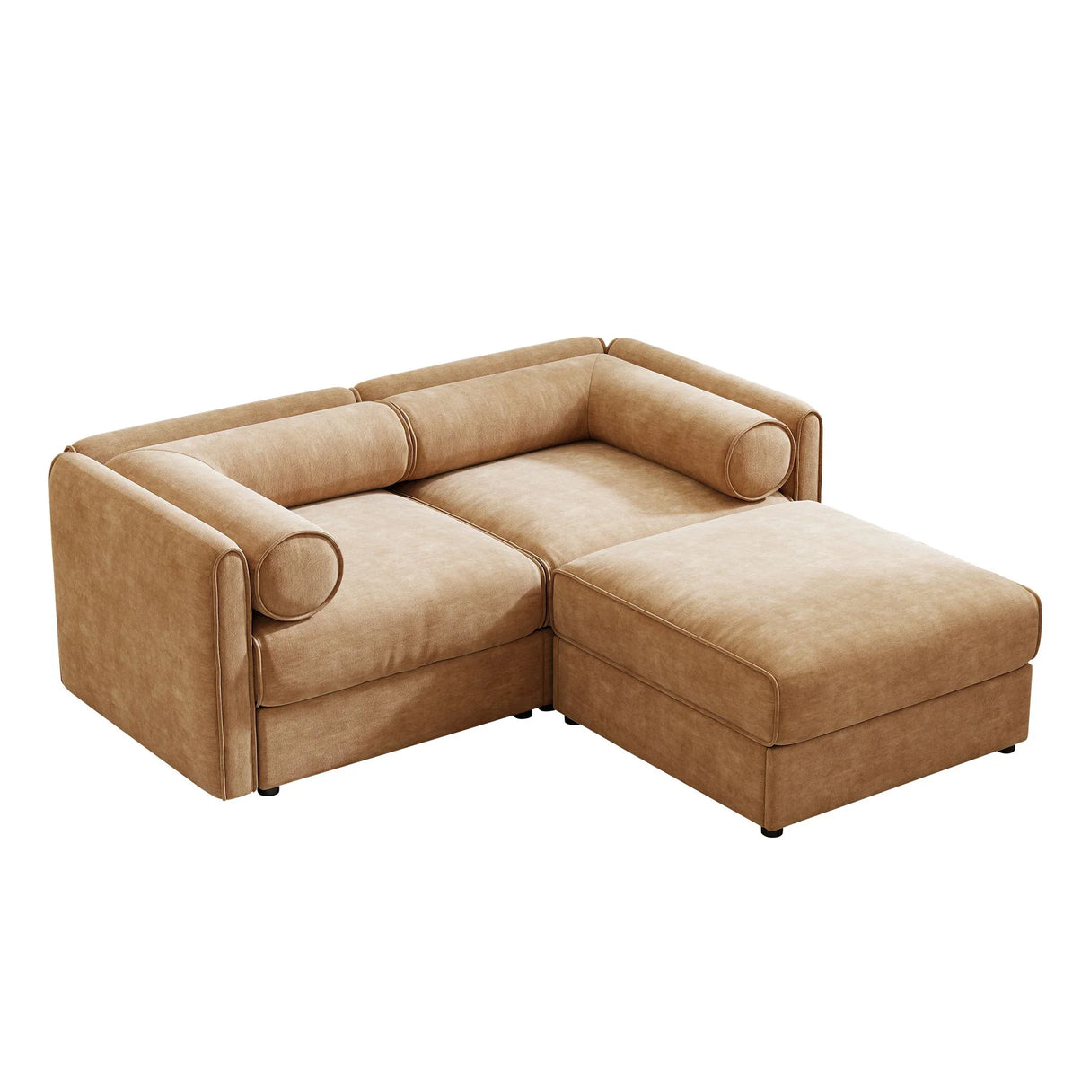 Contemporary Elegant White Chenille Sofa With Storage And Ottoman - Furniture Home Direct