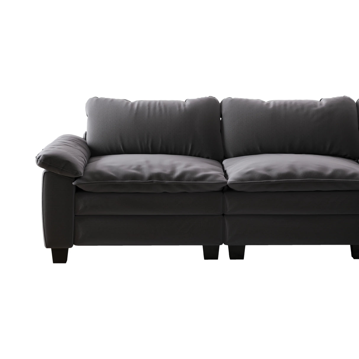 Sectional Sofa with Chaise Velvet Upholstery Premium Grey - Furniture Home Direct