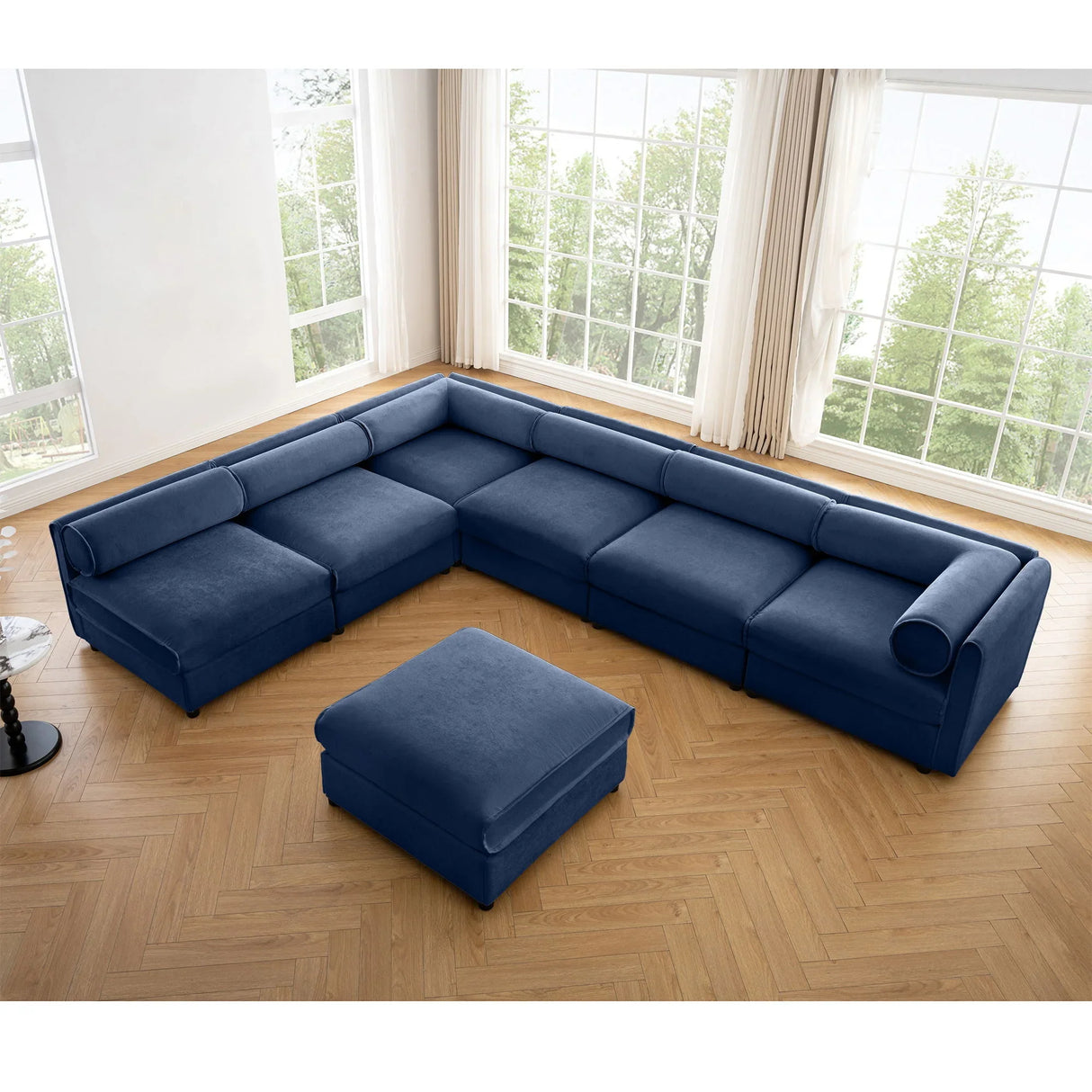 Modern Modular Sectional Sofa With Storag, Contemporary Cylindrical Design - Furniture Home Direct