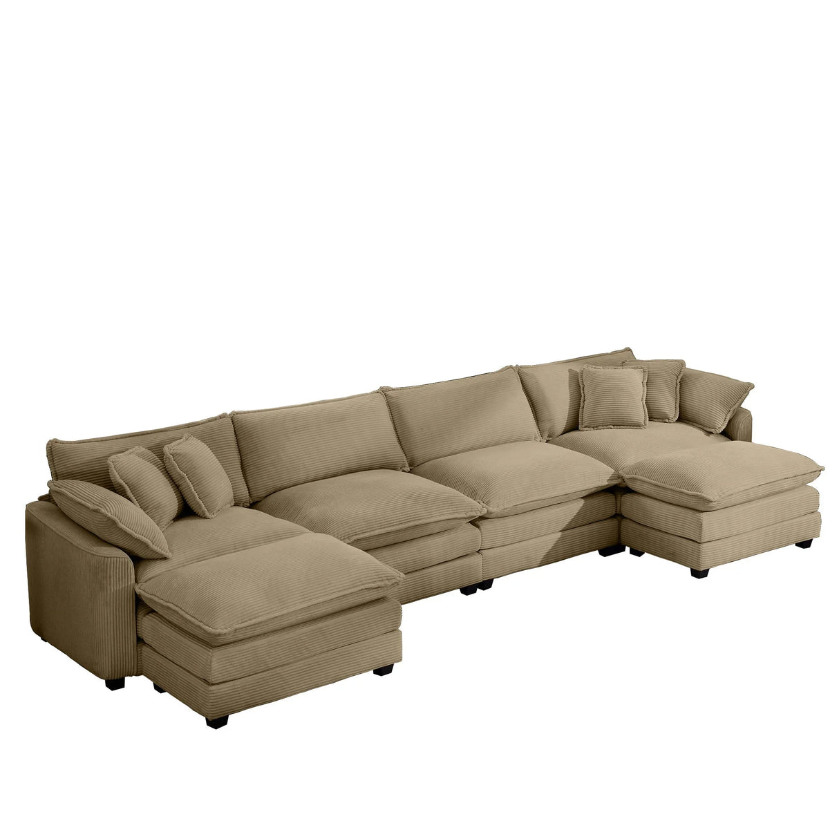Modern Oversized Modular Cushion Sofa With Ottoman, Low Back, Deep Seating Sofa Set - Furniture Home Direct