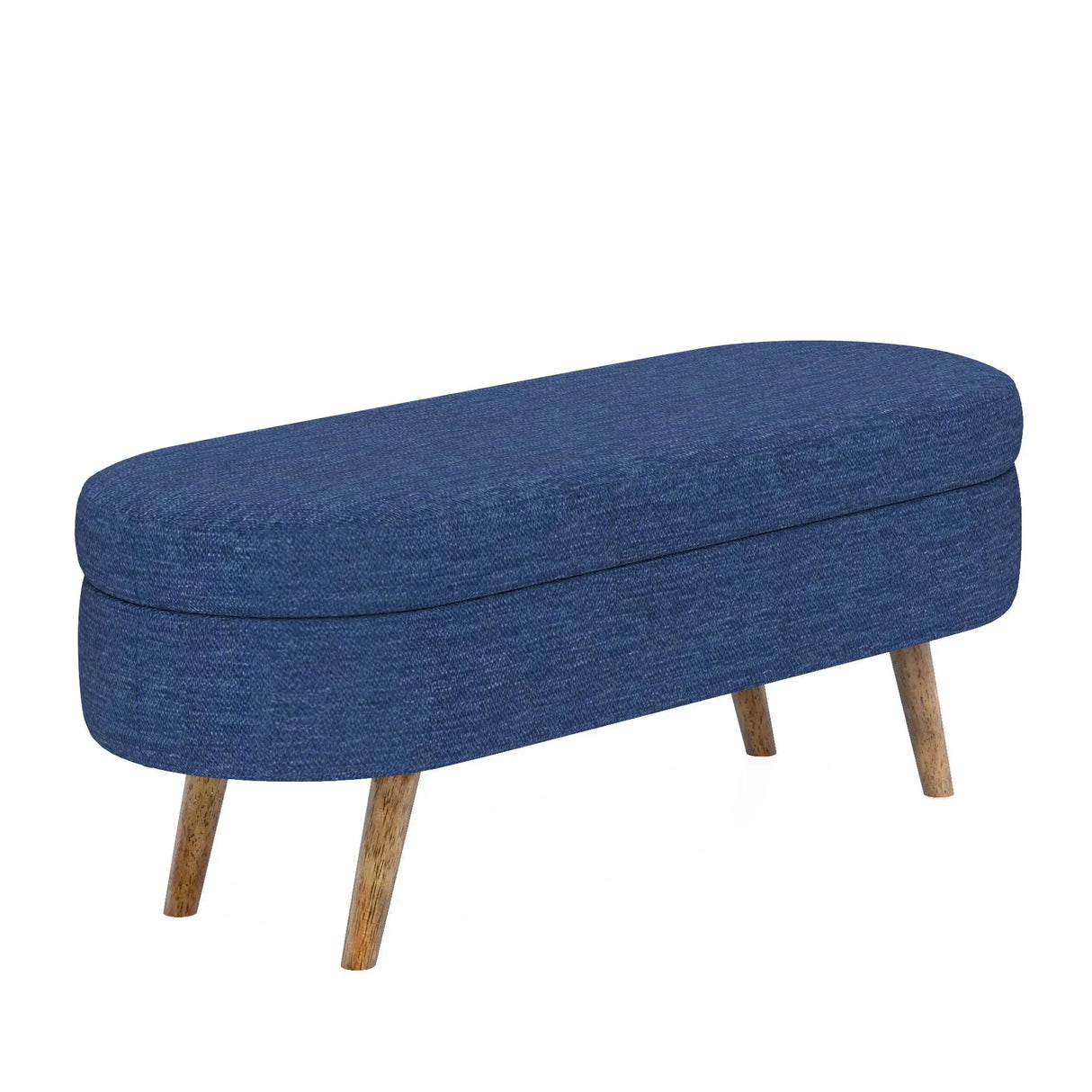 Ottoman Oval Storage Bench With Rubber Wood Legs - Furniture Home Direct
