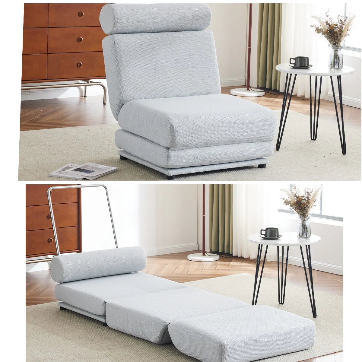 Foldable Single Chair Sofa Bed With Pillow, Easy To Store, Breathable And Wearable Linen - Furniture Home Direct