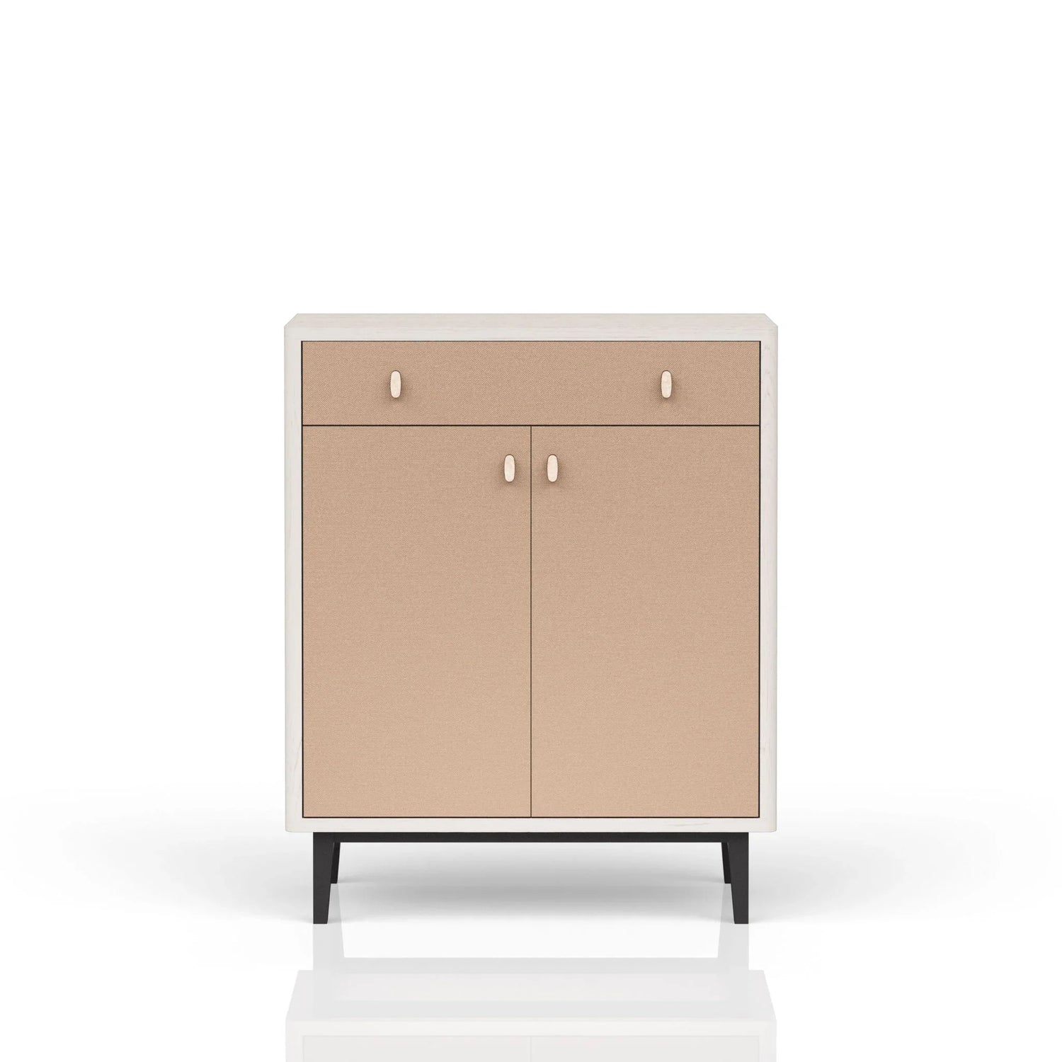 Contemporary Bar Cabinet With Large Storage - White / Pecan - Furniture Home Direct
