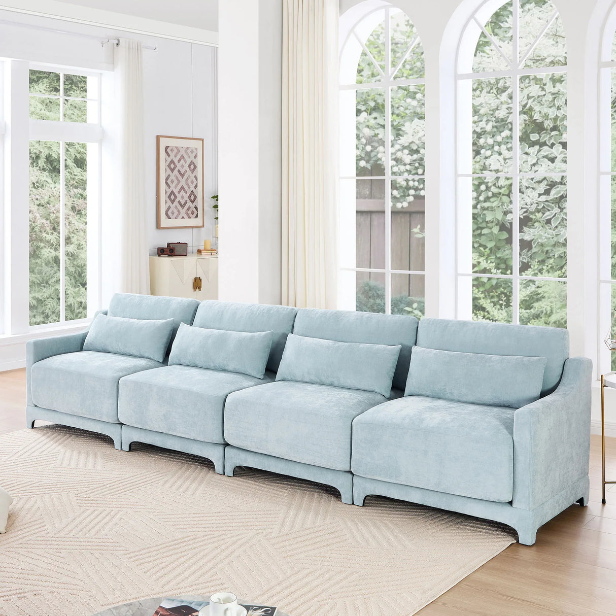 Elegant Sofa With Ergonomic Design And Lumbar Pillows - Furniture Home Direct