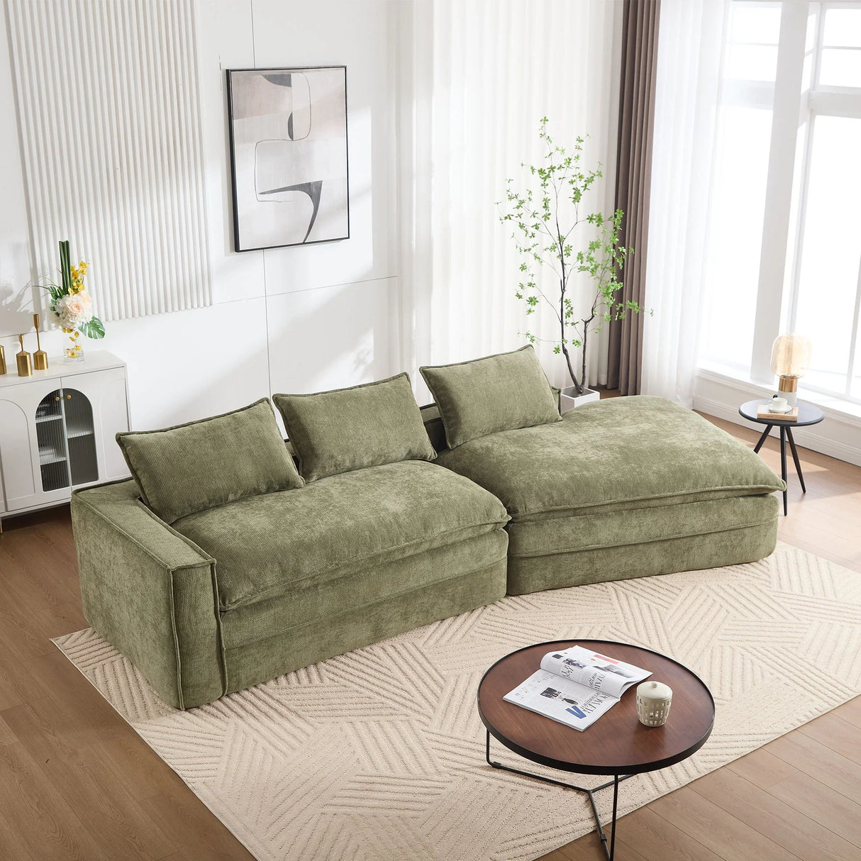 Modern Minimalist Modular Sectional Sofa With Deep Seats And Right Facing Chaise - Furniture Home Direct