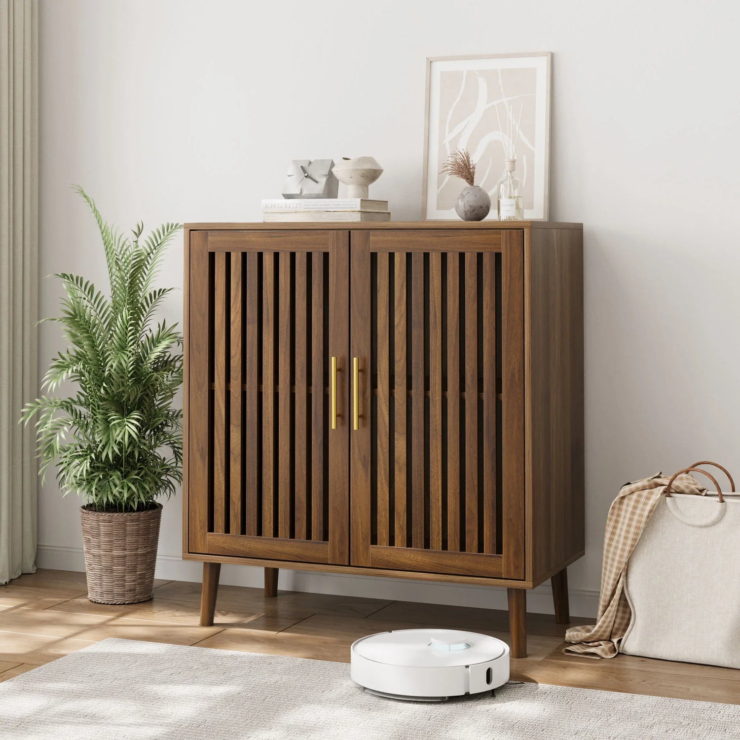 Grille Striped Sideboard Buffet Cabinet With Storage - Furniture Home Direct