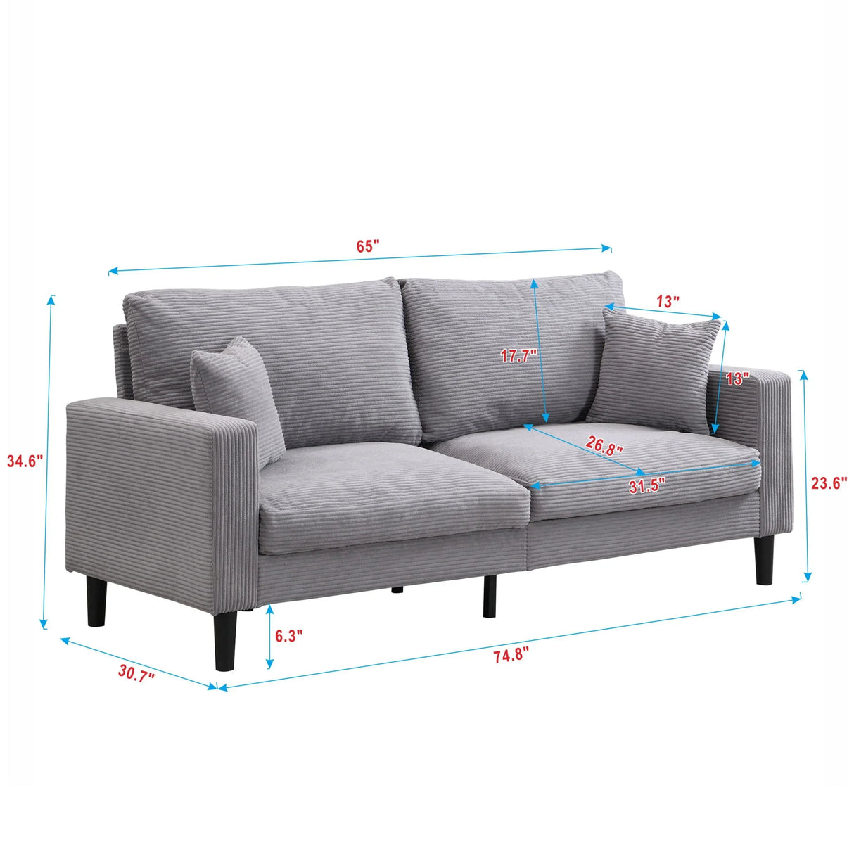 Modern Upholstered Resilience Three Seater Sofa - Furniture Home Direct