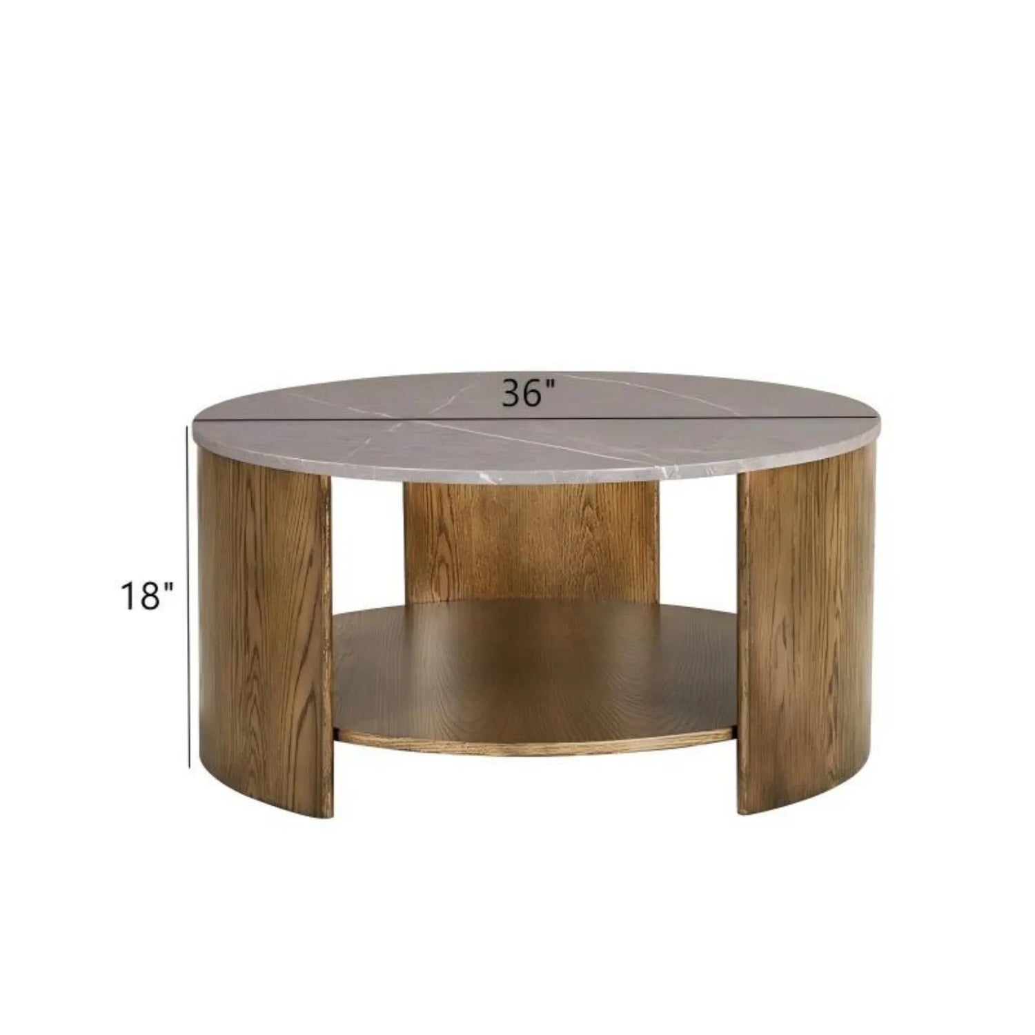 Keegan - Round Coffee Table With Shelf - Oak - Furniture Home Direct