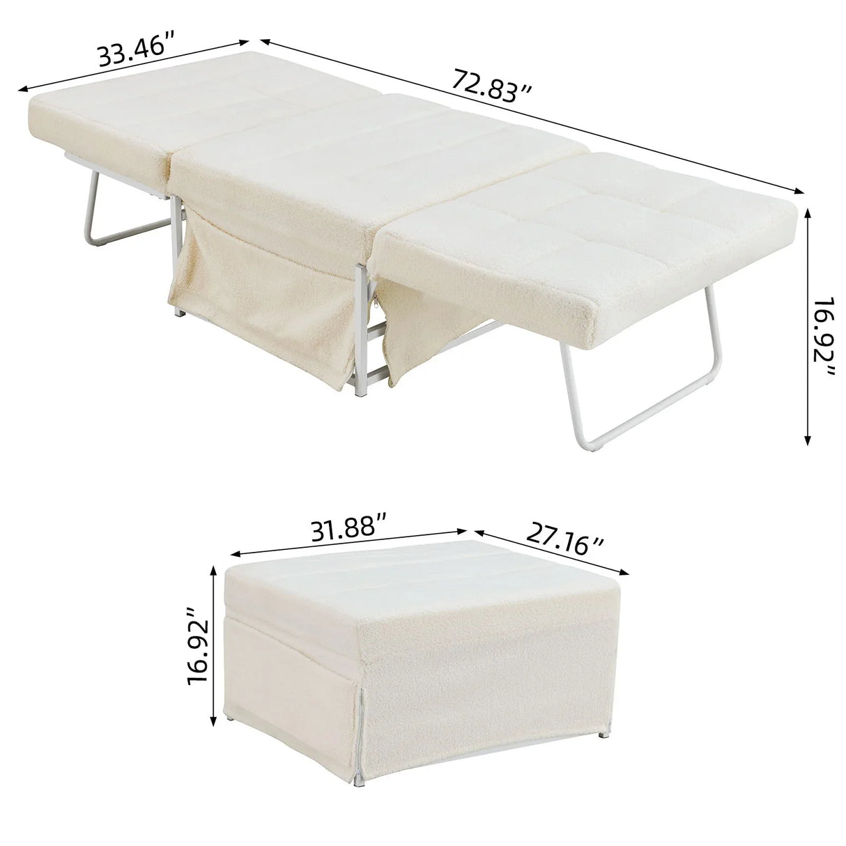 Modern Convertible Sofa Bed 4 In 1 Folding Ottoman Sleeper With Adjustable Backrest - Furniture Home Direct