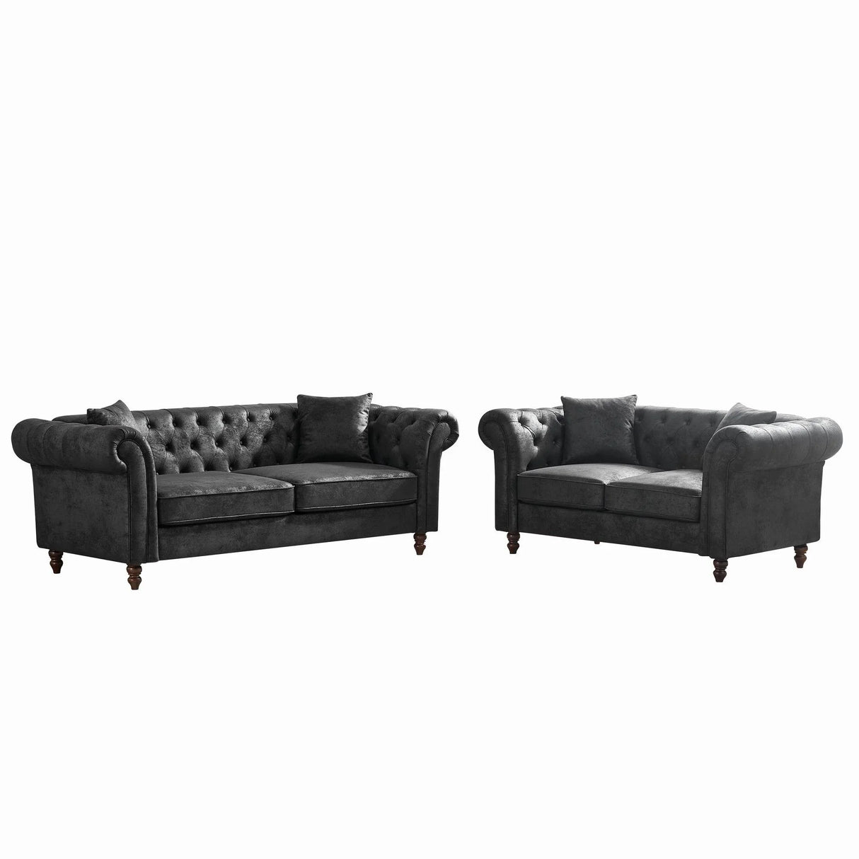 Chesterfield 3 And 2 Seater Sofa Set, High Tech Fabric Upholstered Couch For Living Room - Furniture Home Direct