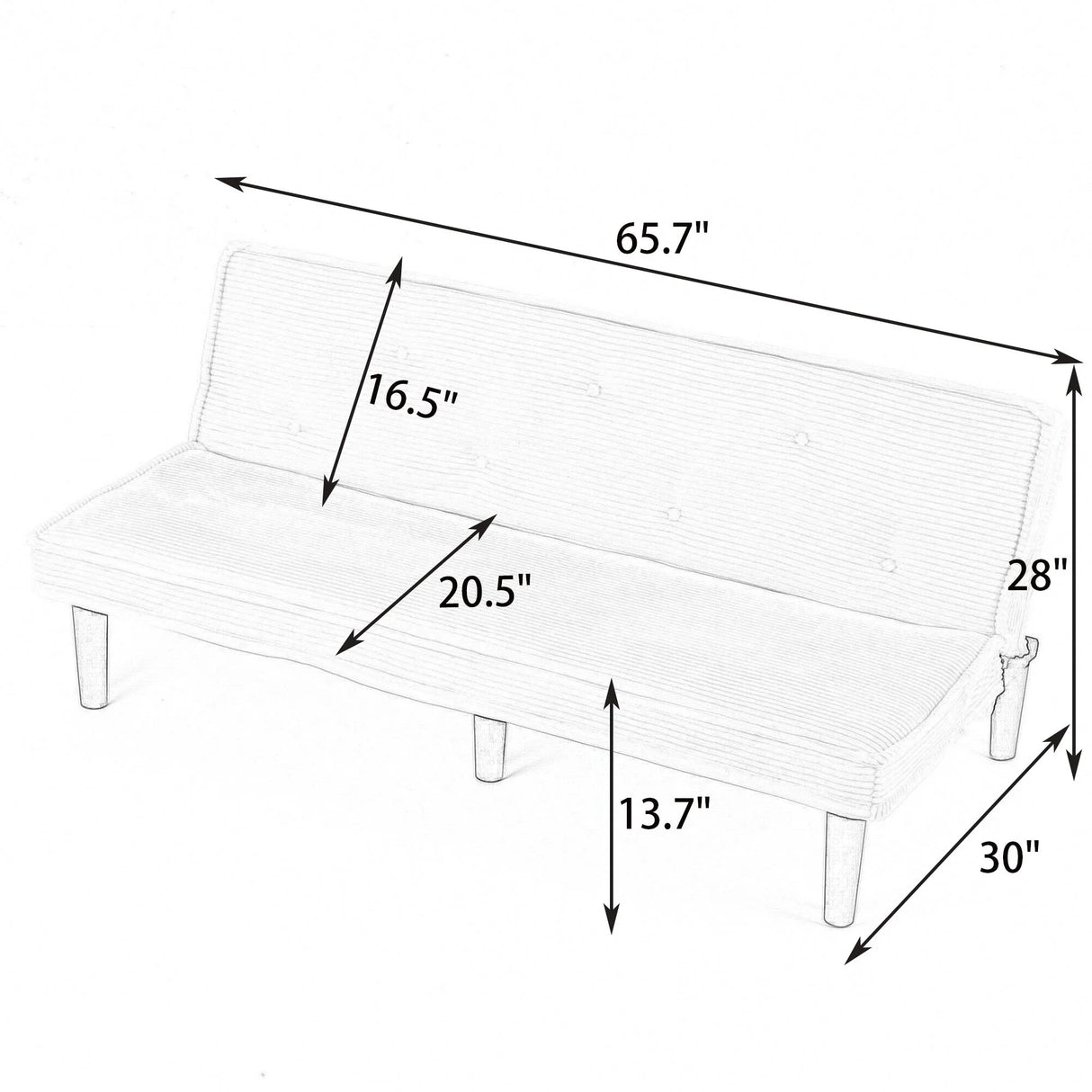 Versatile Corduroy Sofa Bed With Solid Wood Frame - Furniture Home Direct