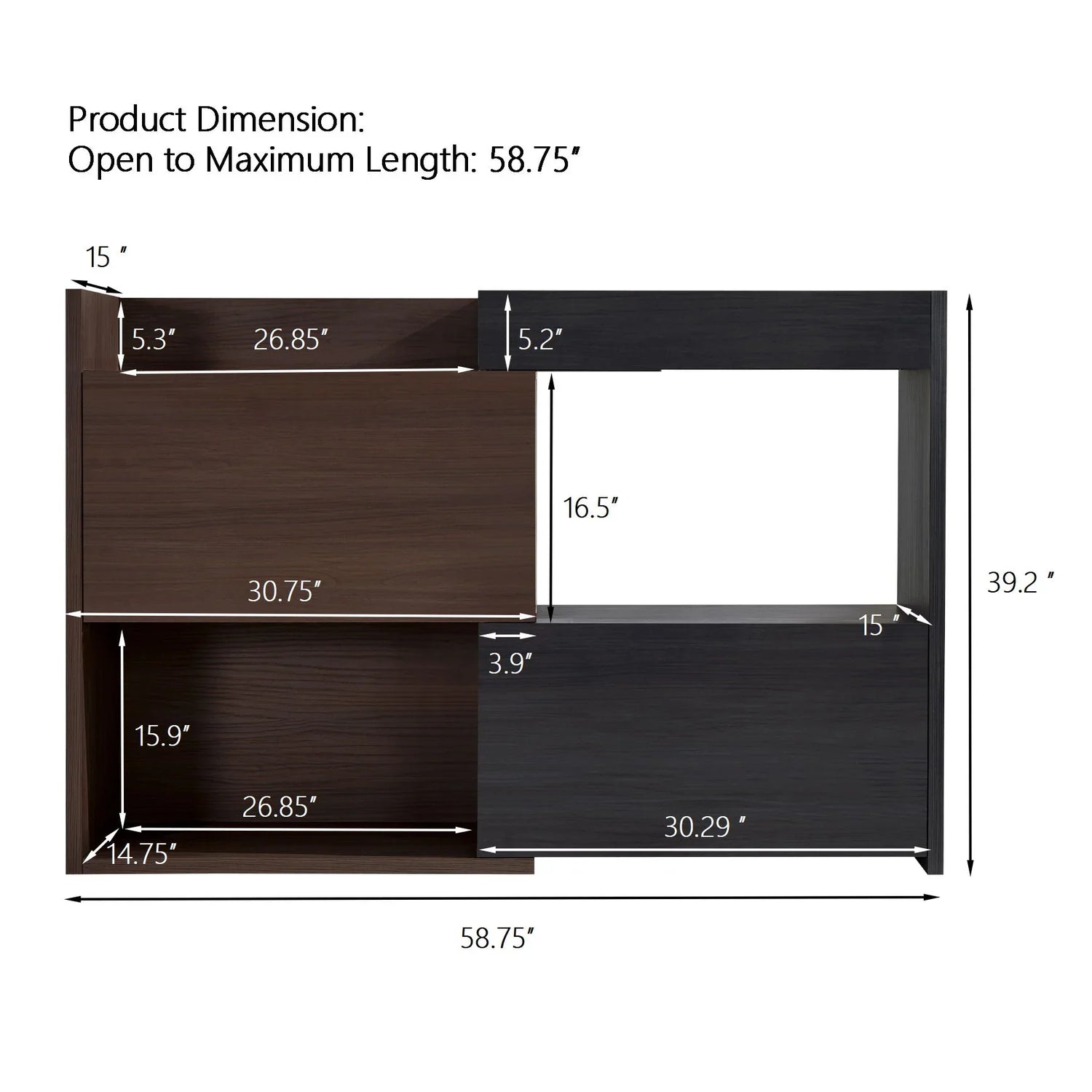 Modern Extendable & Rotating Cabinet With Drawer And Flip Doors For Versatile Storage - Black / Dark Walnut - Furniture Home Direct
