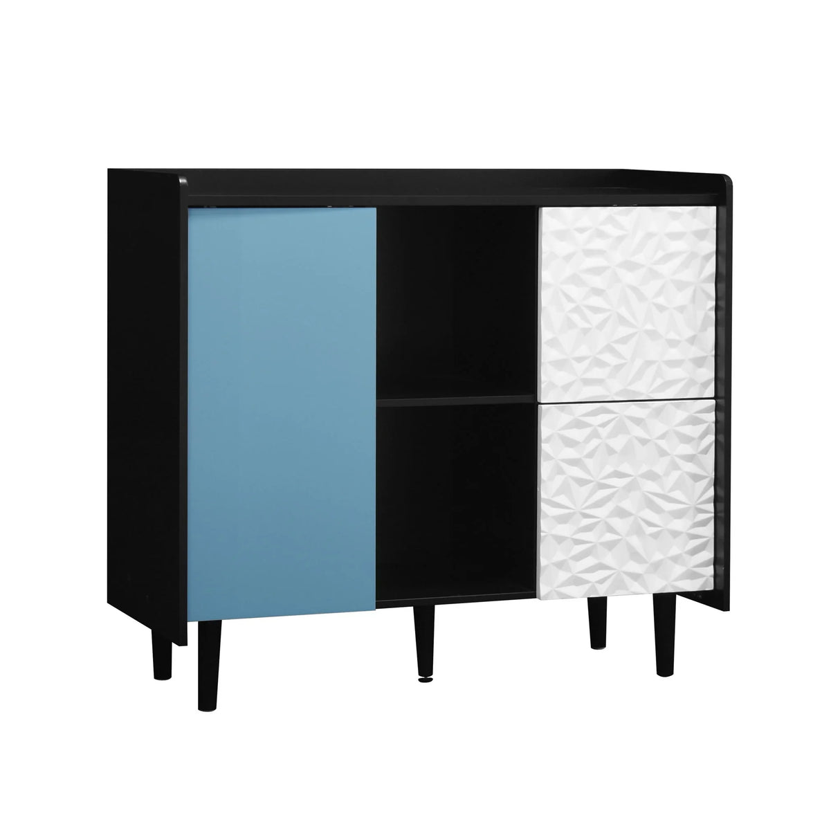 Modern Sideboard Buffet Cabinet With Red Doors And Unique Panel Styling - Furniture Home Direct