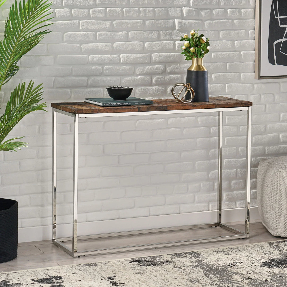 Console Table - Brown / Silver - Furniture Home Direct