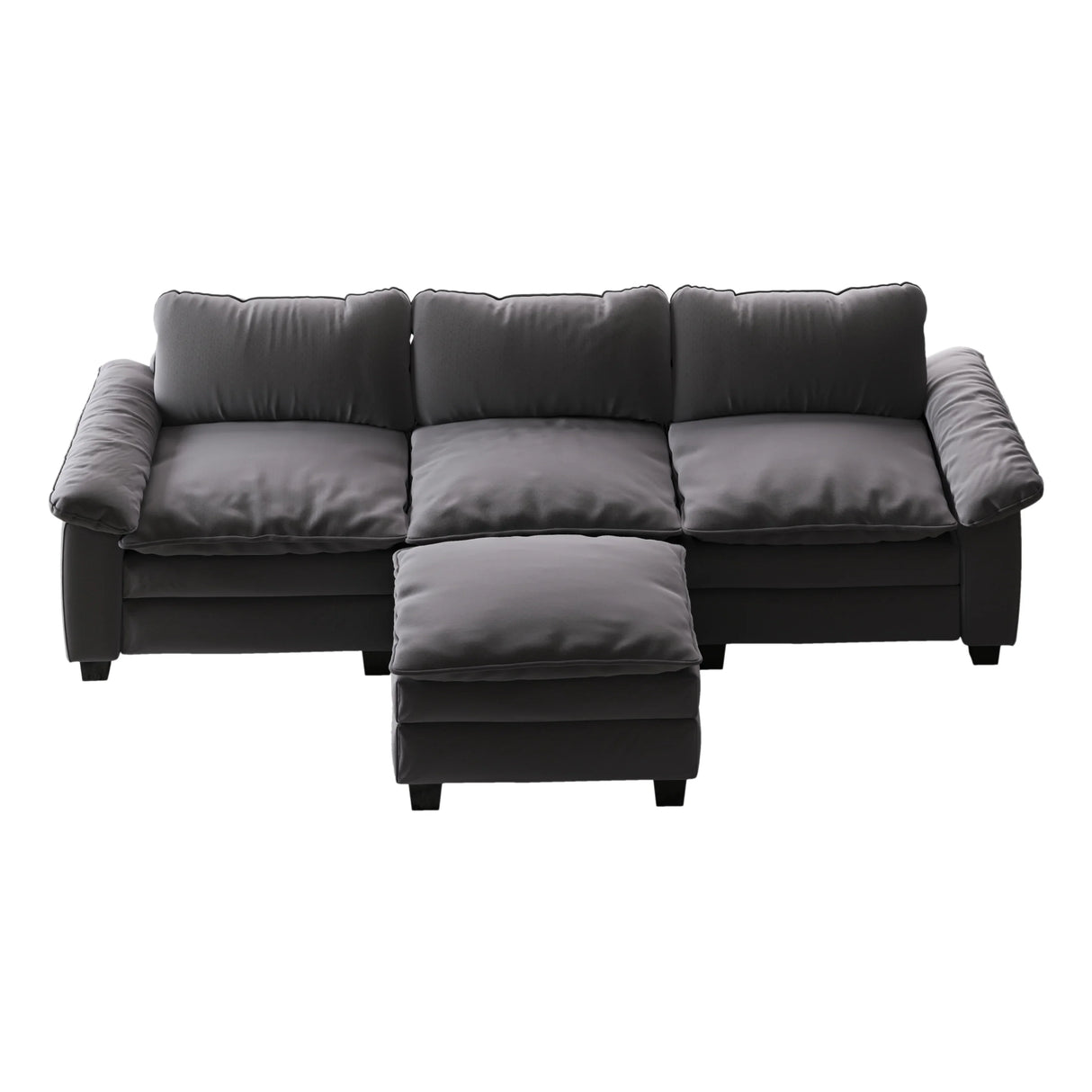 Sectional Sofa with Chaise Velvet Upholstery Premium Grey - Furniture Home Direct