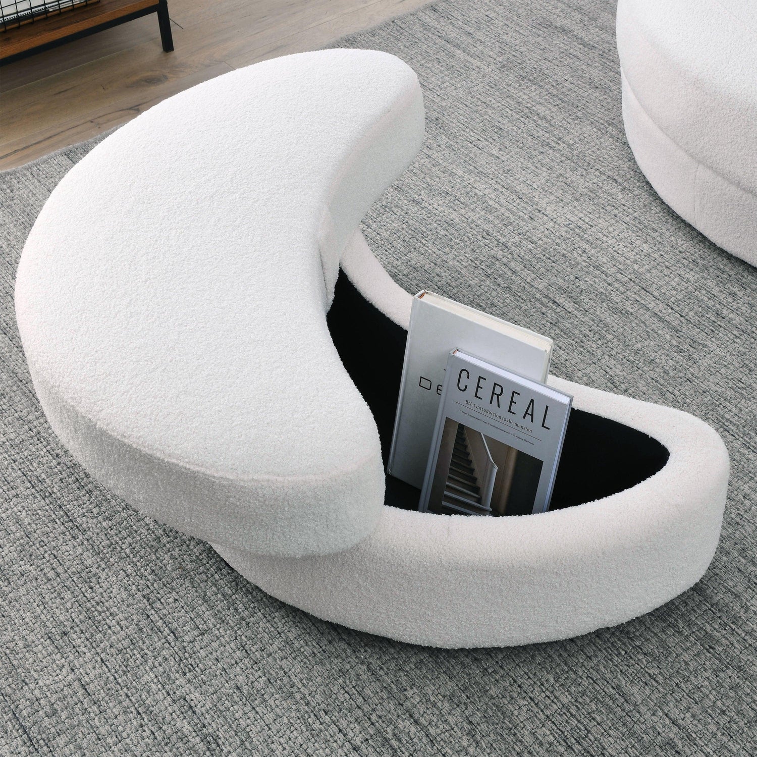 Linen Barrel Swivel Chair With Storage Ottoman - Furniture Home Direct