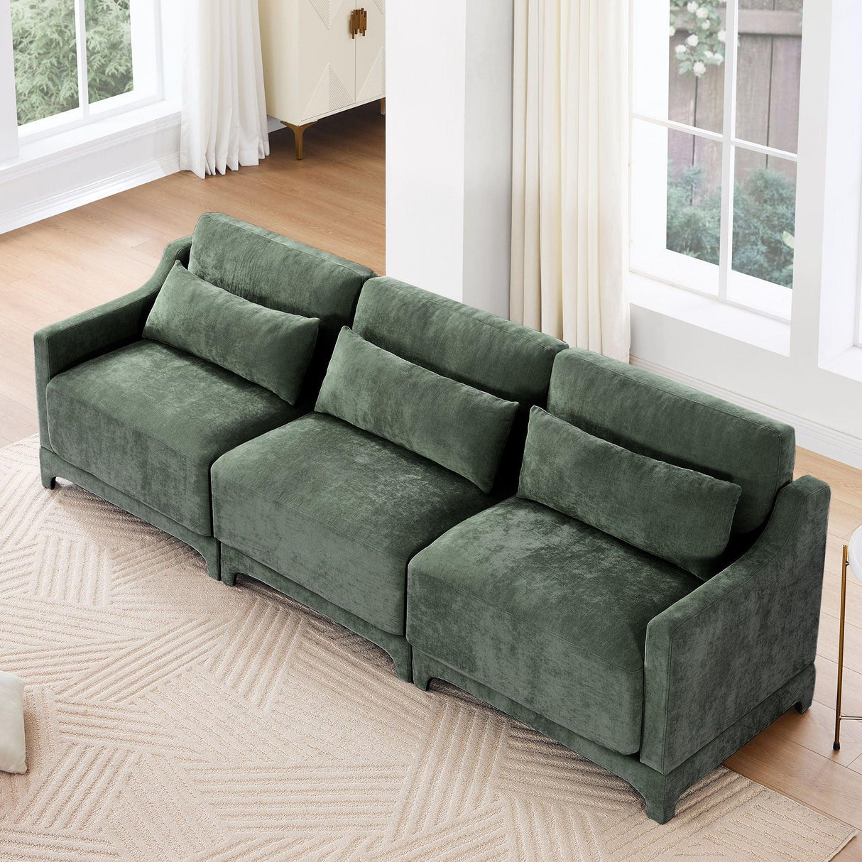 Elegant Sofa With Ergonomic Design And Lumbar Pillows - Furniture Home Direct