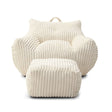 Giant Plush Bean Bag Chair With Armrests And Footstool - Furniture Home Direct