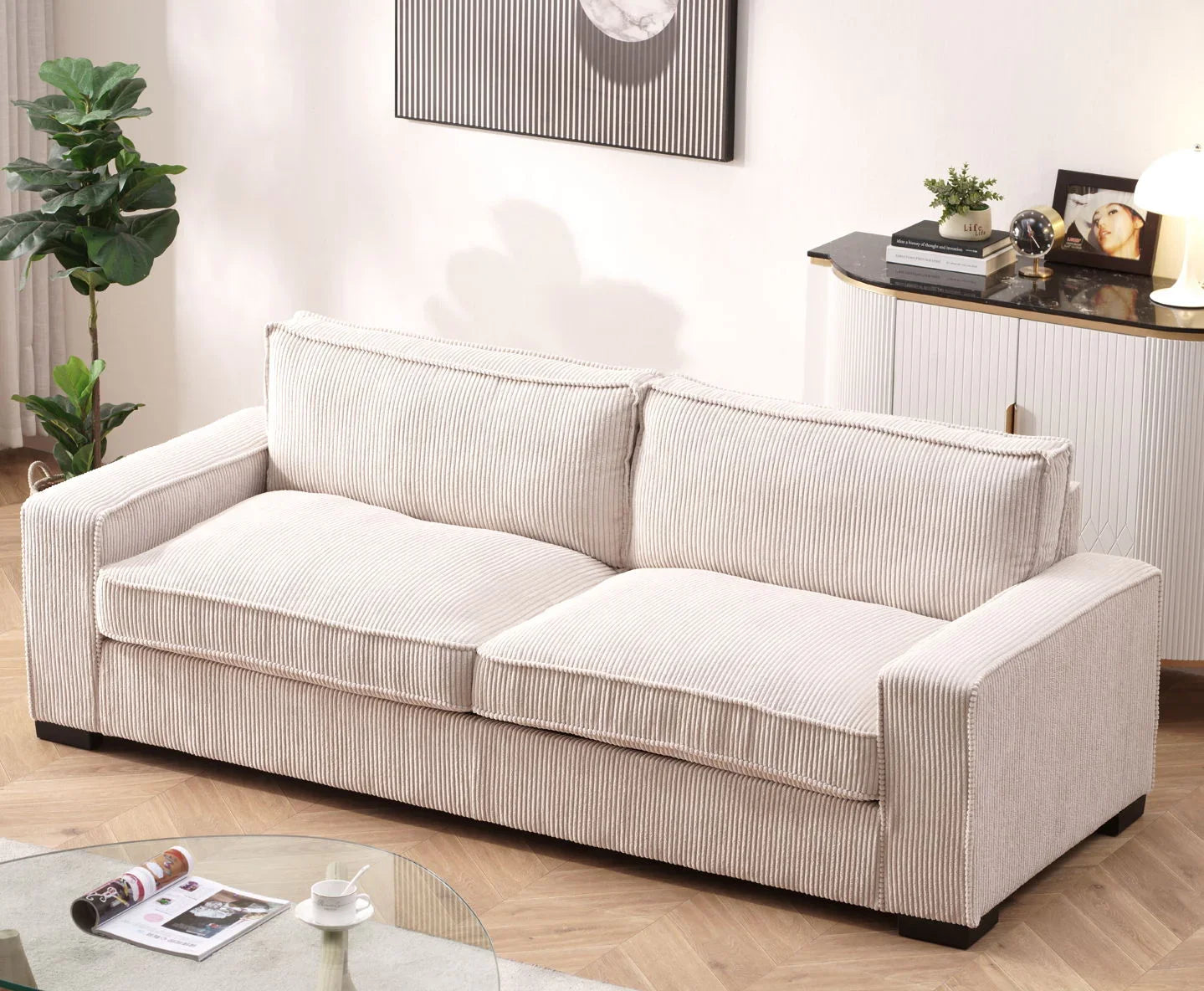 Luxe - Corduroy Sofa With Sleek Design, Spacious And Comfortable 3 Seater Couch - Furniture Home Direct