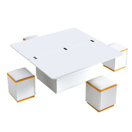 Multi Functional Adjustable Coffee Table With 4 Storage Stools - Furniture Home Direct