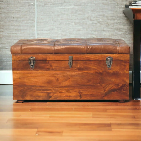 Buffalo - Leather Storage Trunk - Furniture Home Direct
