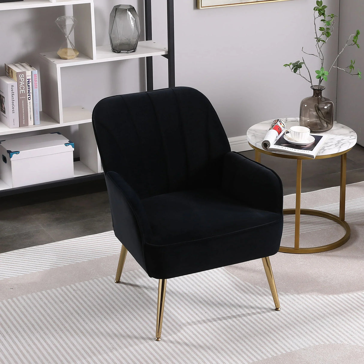 Modern Mid-Century Chair Tufted Sherpa Armchair For Living Room Bedroom Office - Furniture Home Direct