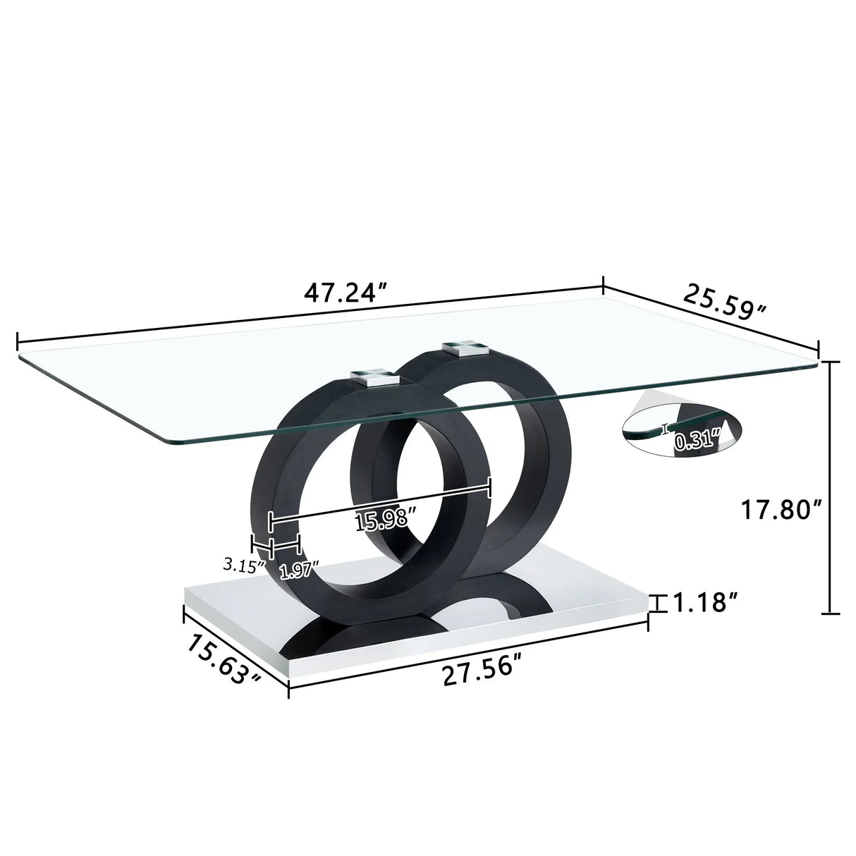 Contemporary Style Glass Top Coffee Table - Furniture Home Direct