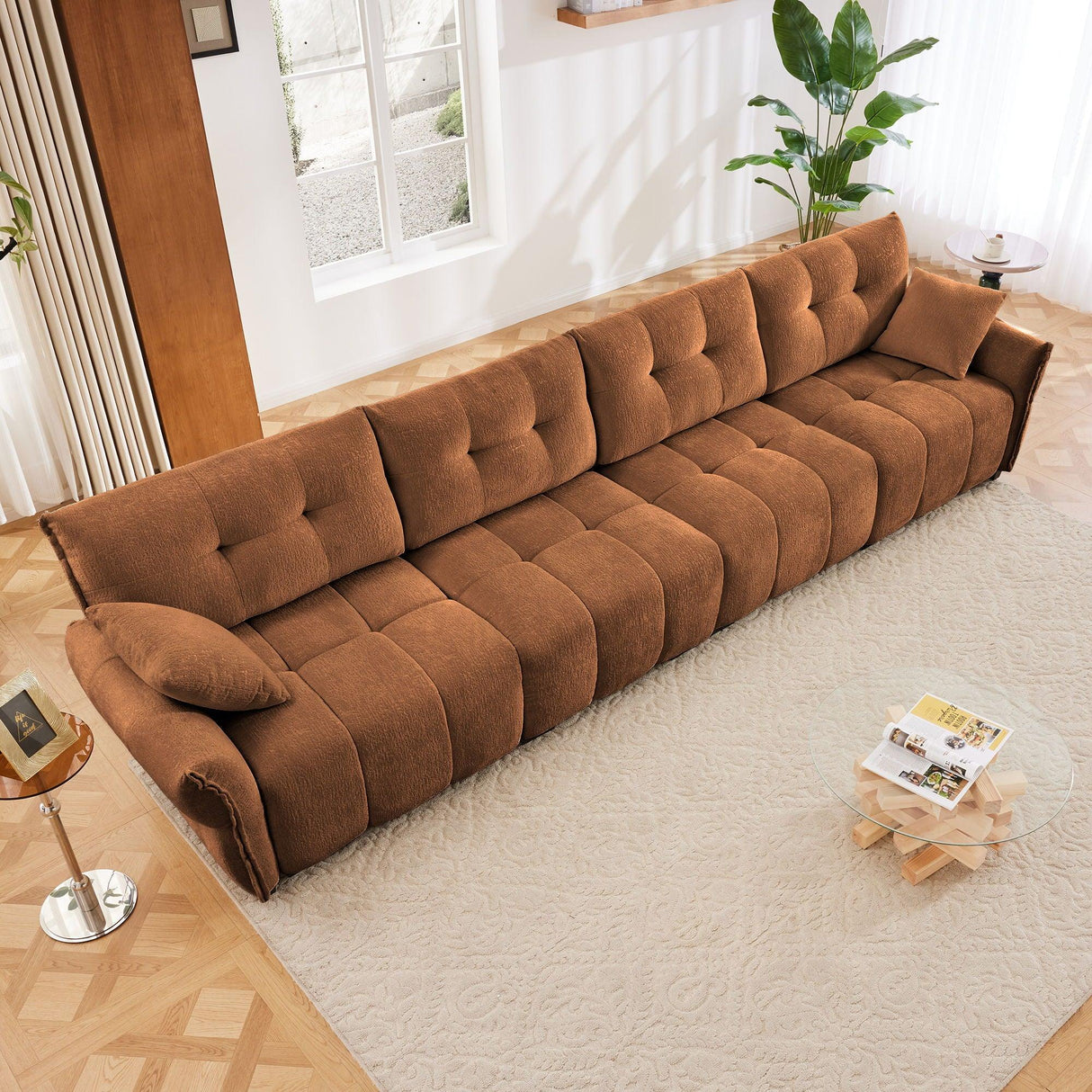Modern Sofa & Pillows, Textured Cover, High Rebound Cushions - Furniture Home Direct