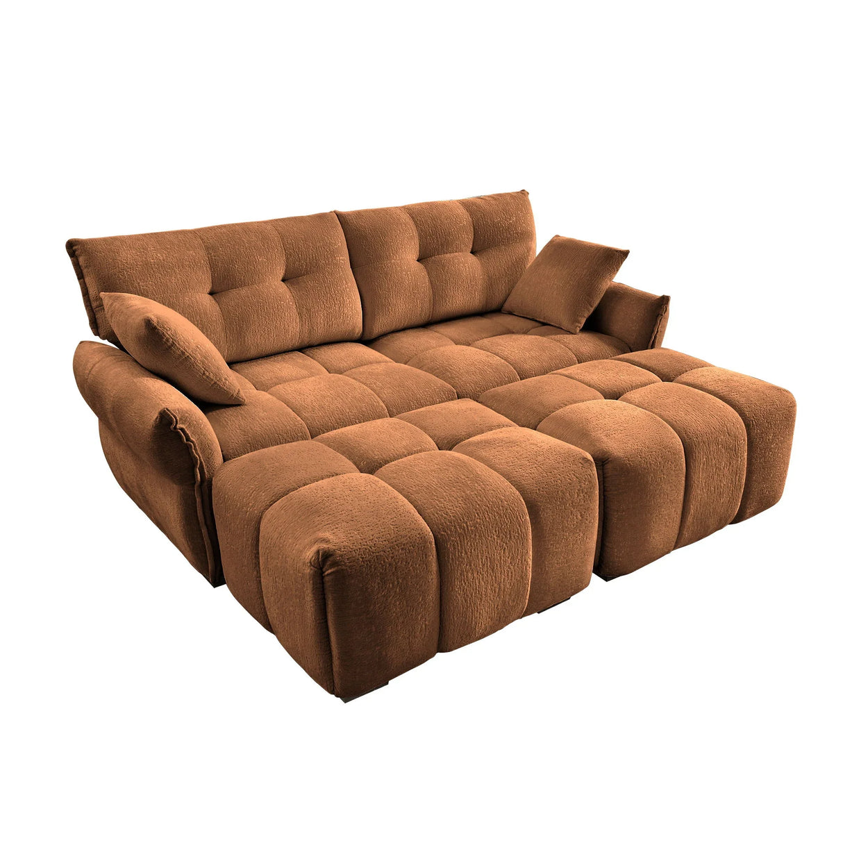 Sofa Set With Ottoman And Pillows, Textured, High Resilience Cushions - Furniture Home Direct