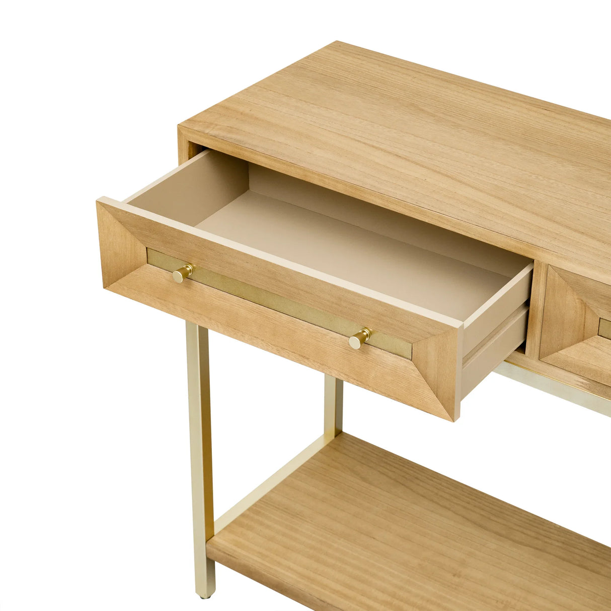 Console Table With Two Drawers Geometric Design Natural - Furniture Home Direct