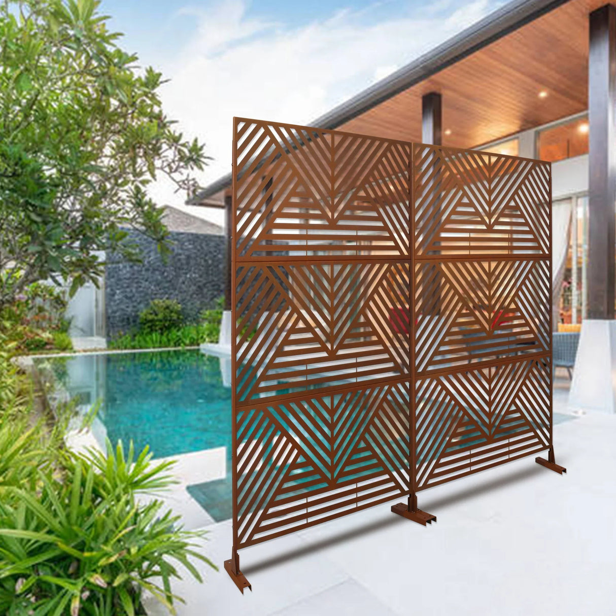 Freestanding Outdoor & Indoor Freestanding Metal Privacy Screen - Furniture Home Direct