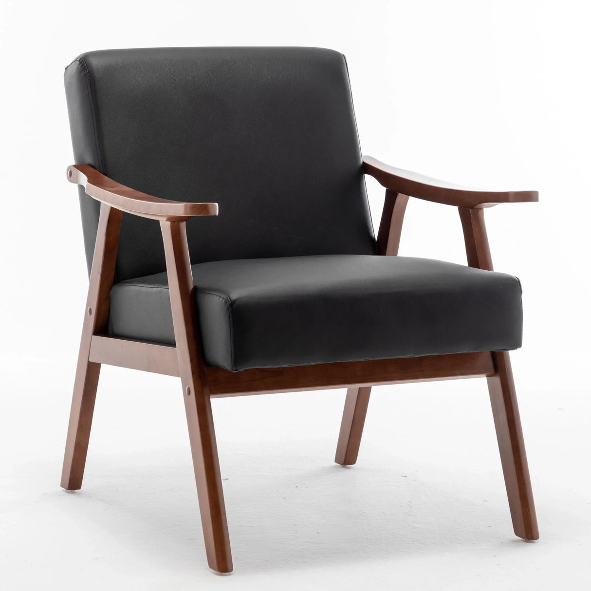 Mid Century Modern Accent Chair With Solid Wood Frame And Extra Thick Backrest - Furniture Home Direct