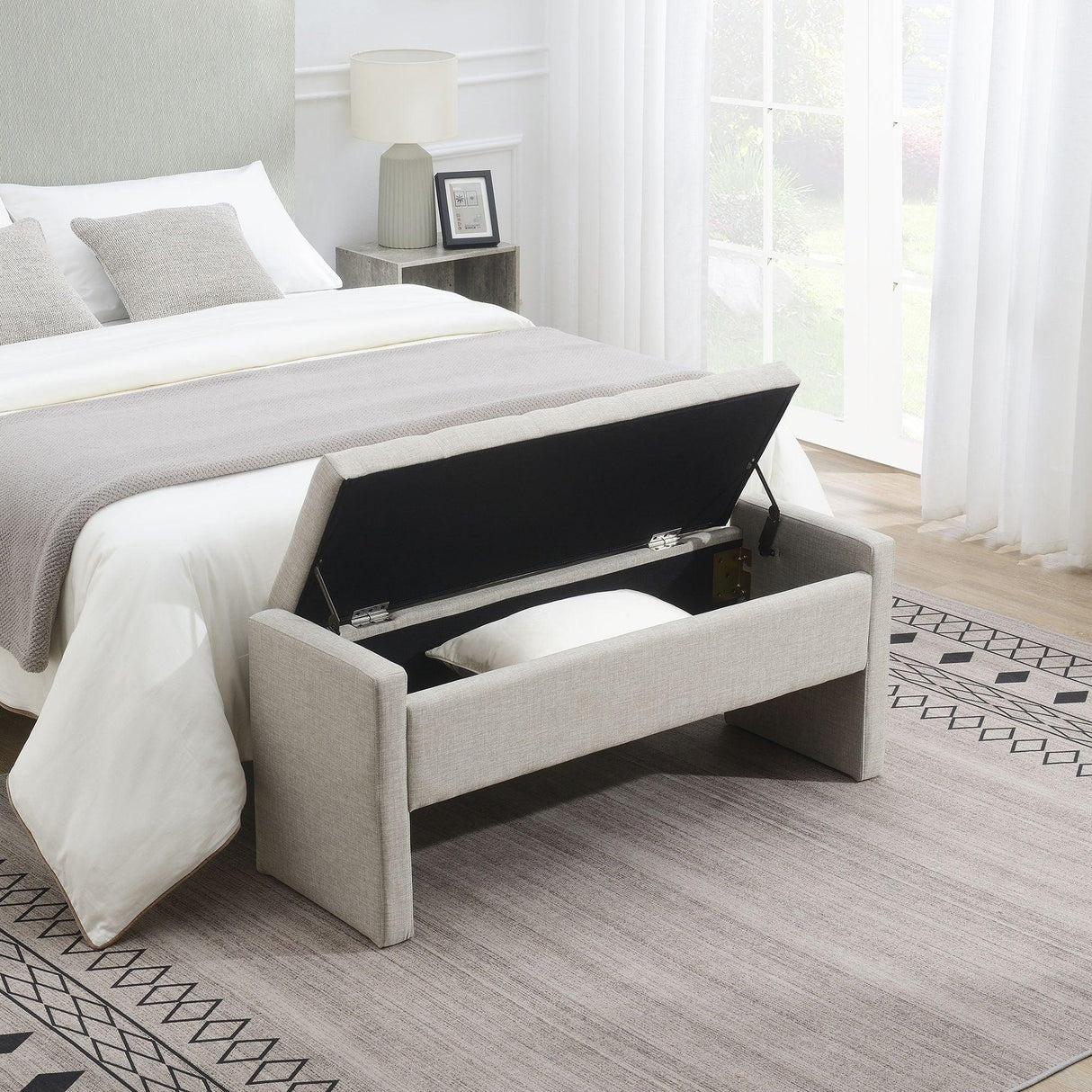 Modern Upholstered Large Bed End Bench With Storage - Furniture Home Direct
