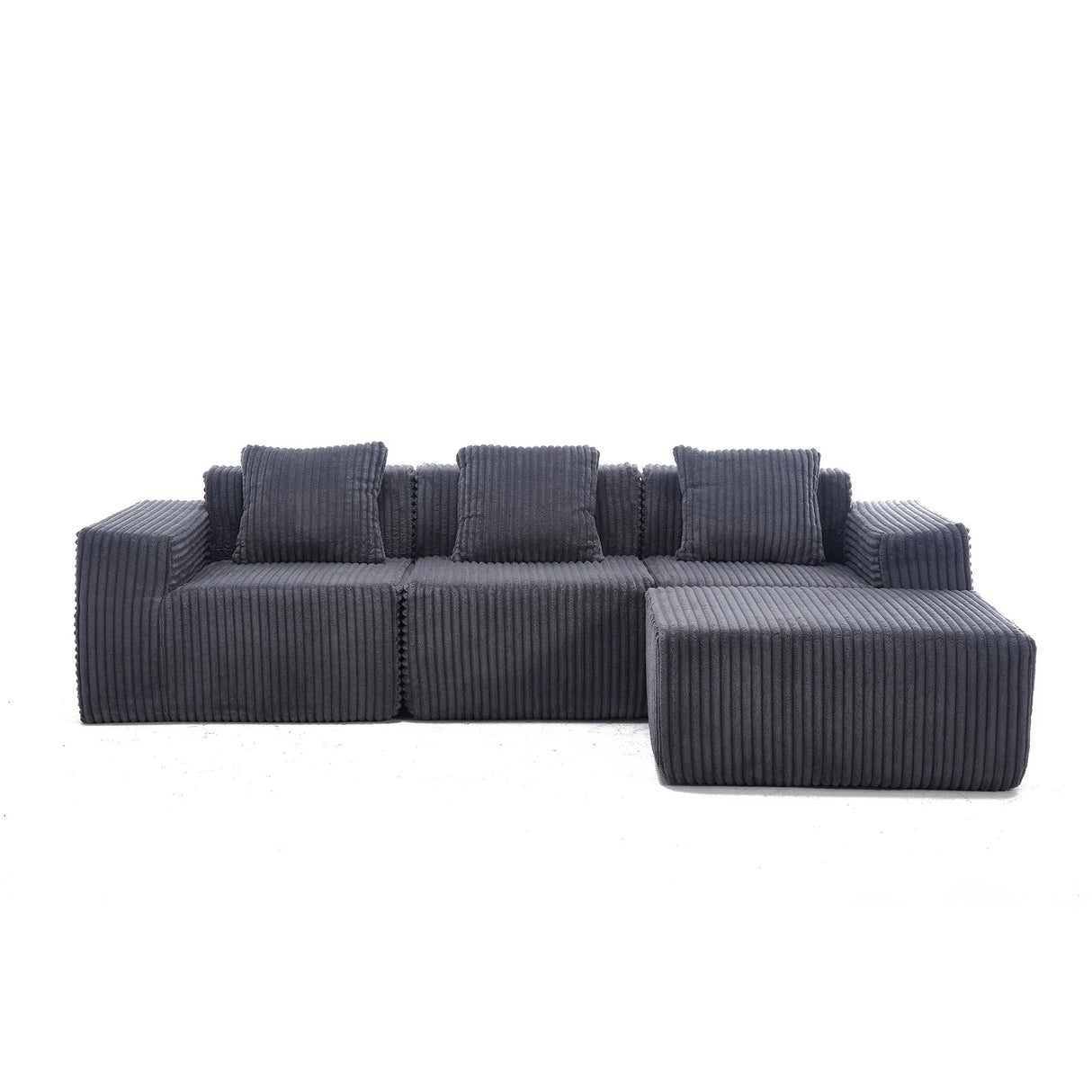 L - Shape Modern Minimalist Modular Sectional Sofa, Upholstered Cloud Couch With Deep Seats - Furniture Home Direct