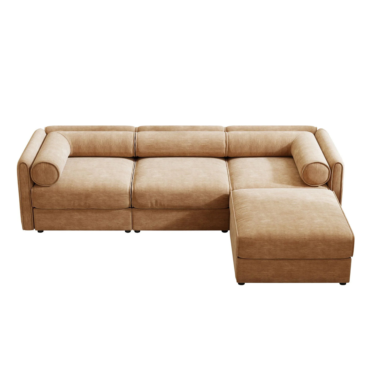 Contemporary Elegant White Chenille Sofa With Storage And Ottoman - Furniture Home Direct