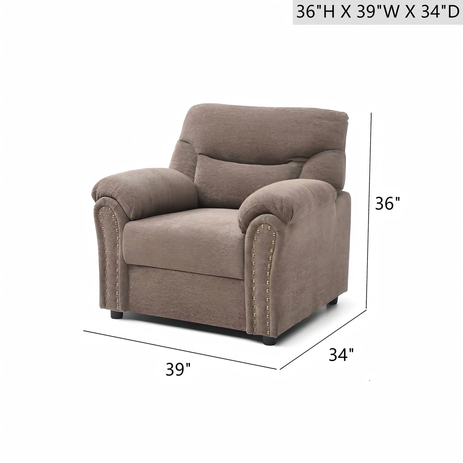 Hamilton - Chair With Hand Applied Nailhead Trim And Pillow Top Arm Cushions - Furniture Home Direct