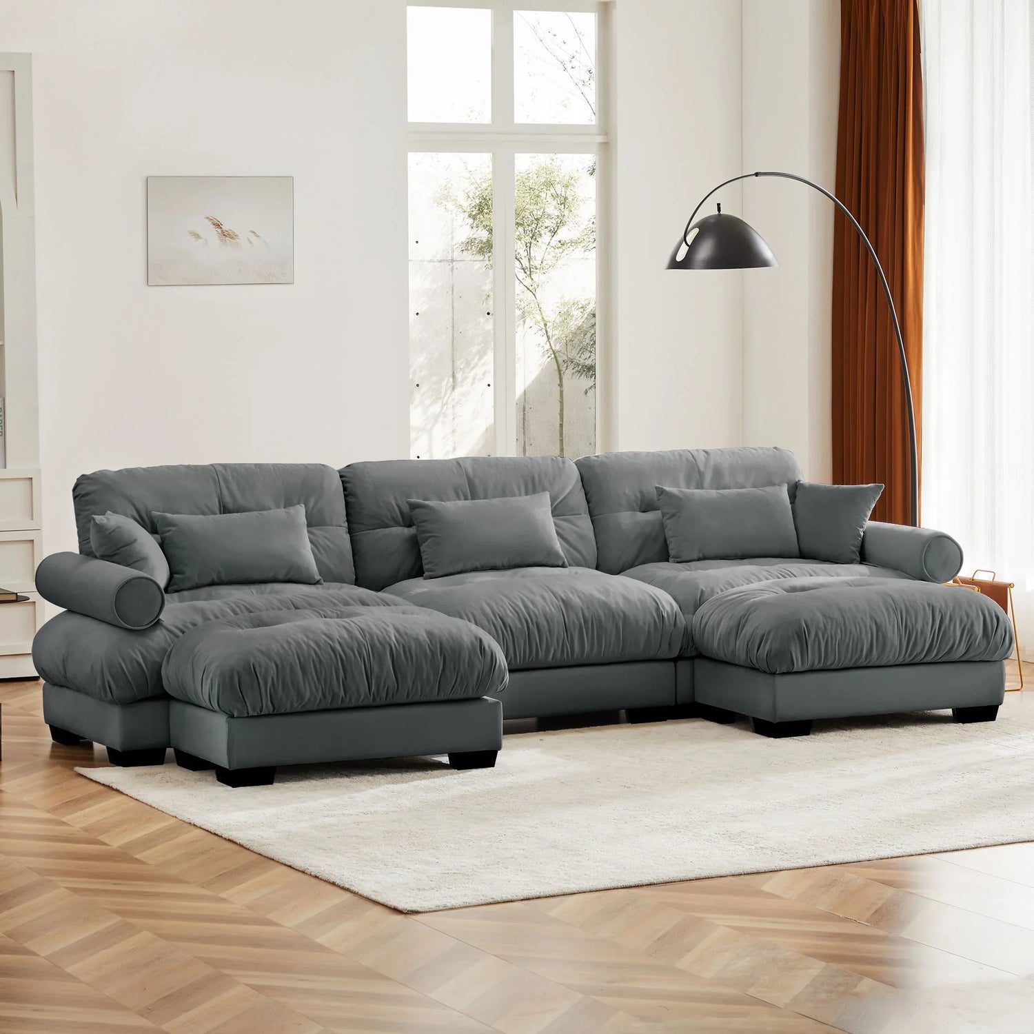 Super Comfort Oversized Modular Sectional Sofa With Movable Ottoman - Furniture Home Direct