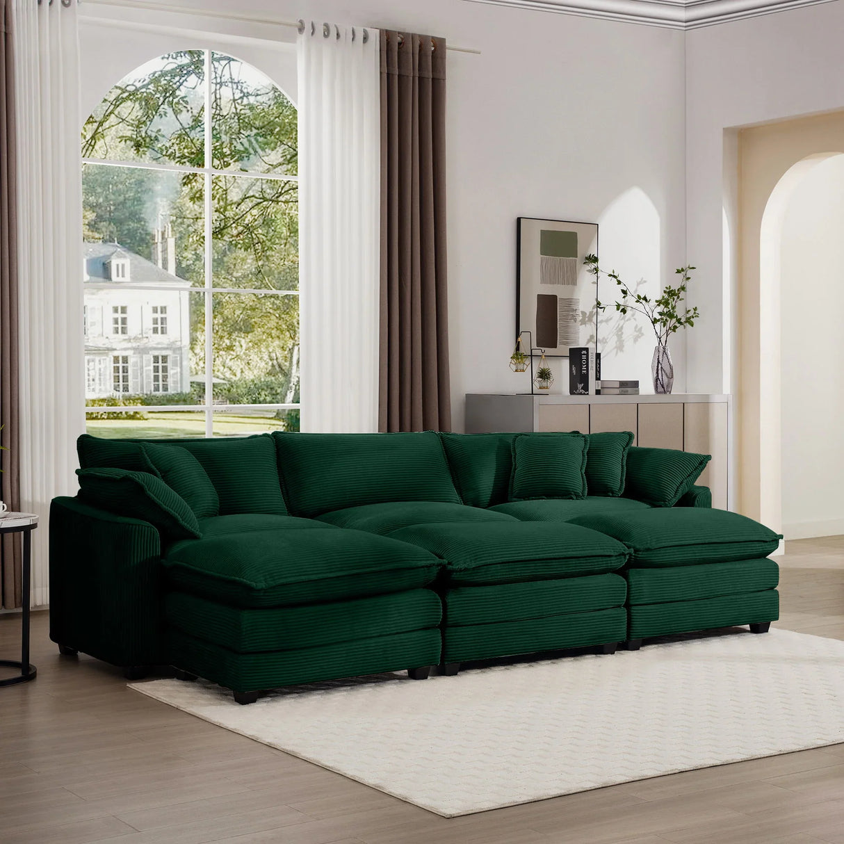 Modern Oversized Modular Cushion Sofa With Ottoman, Low Back, Deep Seating Sofa Set - Furniture Home Direct