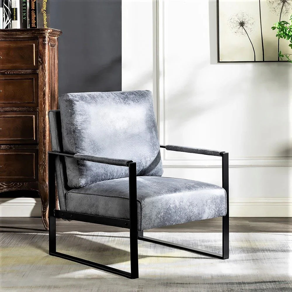 Classic Mid Century Modern Accent Chair With Durable Square Metal Frame, Armchair - Furniture Home Direct