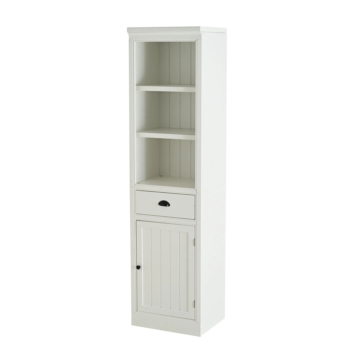 Retro Style 75'' Tall Display Shelf With Cabinet For Hallways Living Room Kitchen - White - Furniture Home Direct