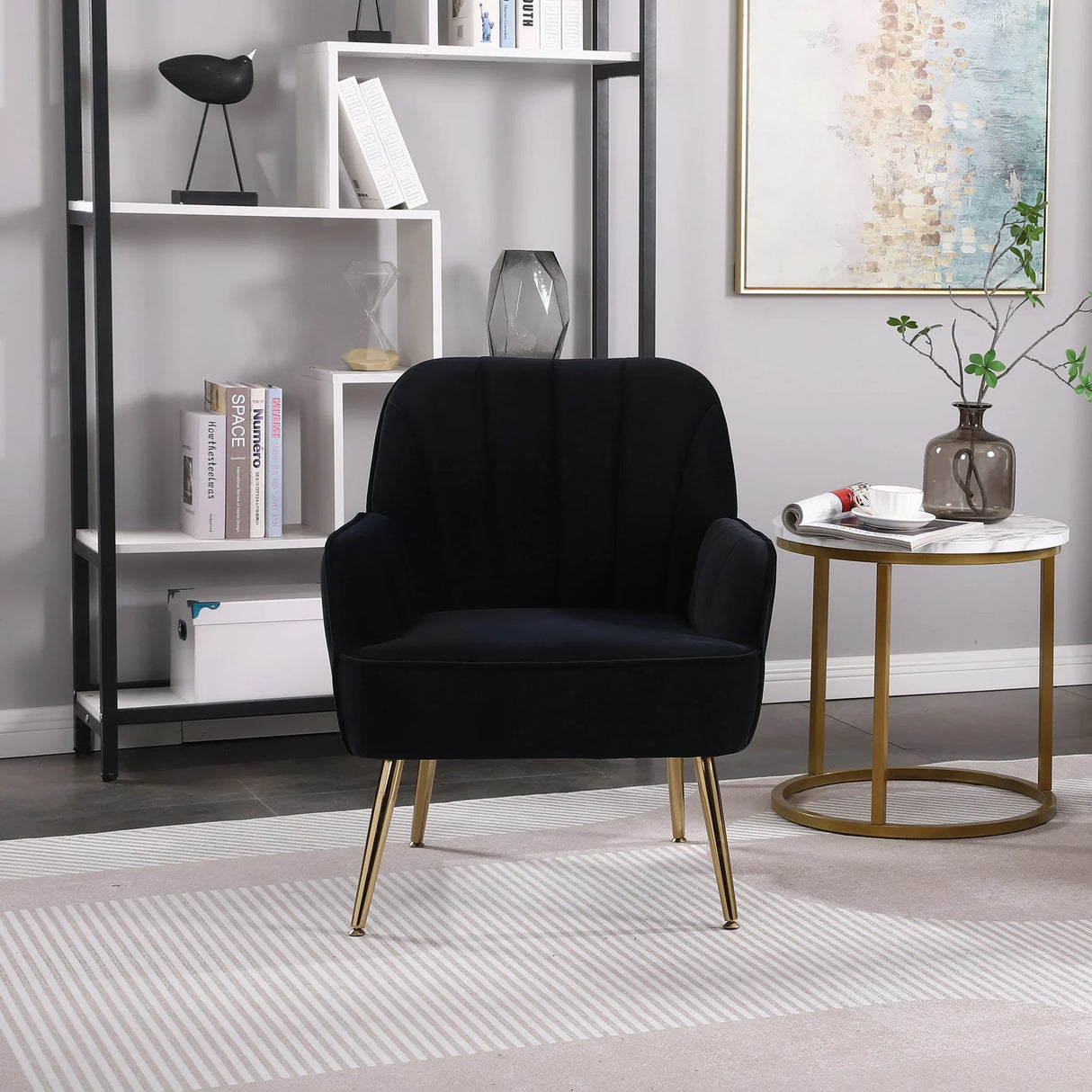 Modern Mid-Century Chair Tufted Sherpa Armchair For Living Room Bedroom Office - Furniture Home Direct