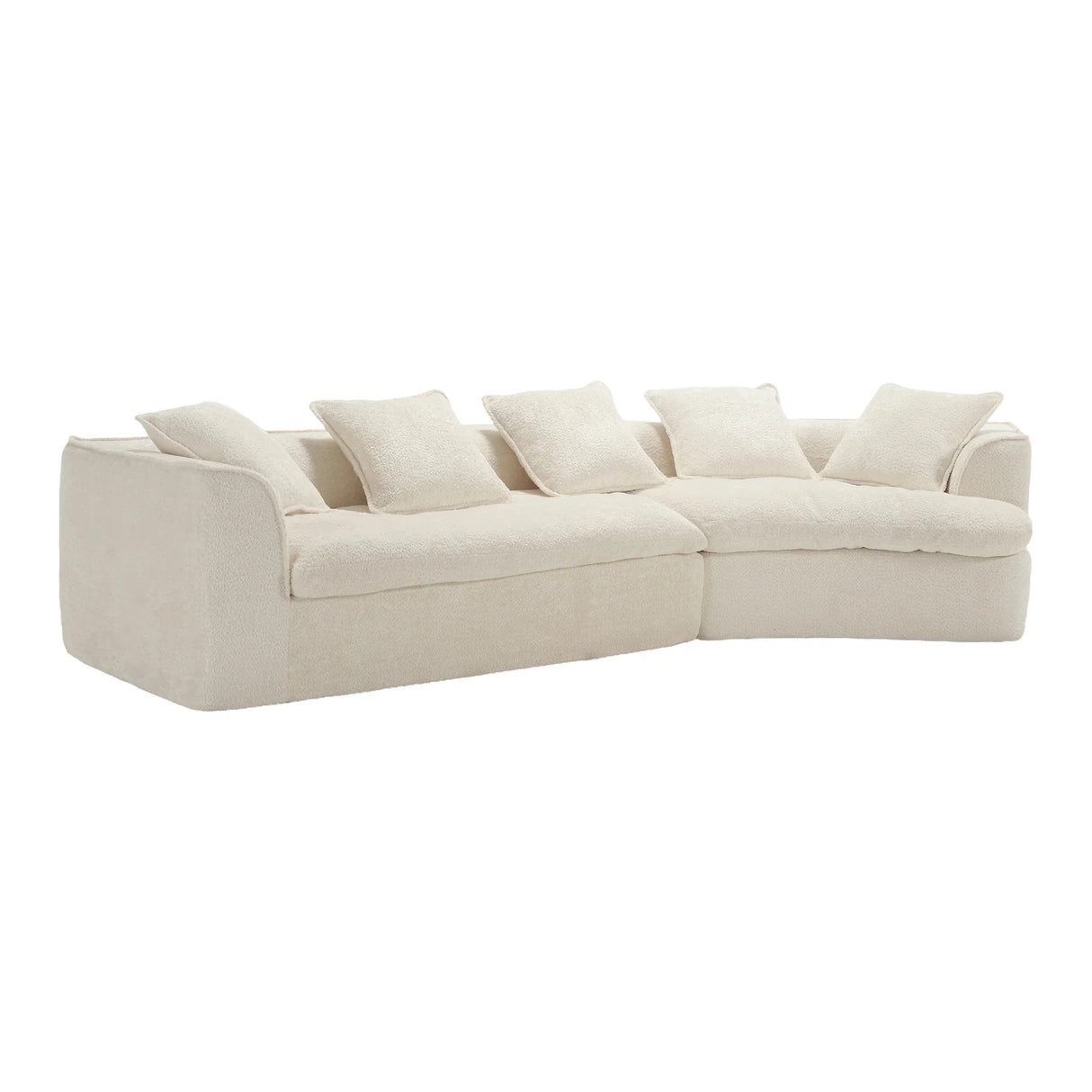 Sectional Sofa Chenille With Plush Soft Cushions Beige - Furniture Home Direct