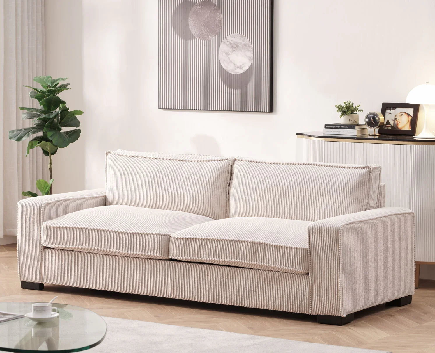 Luxe - Corduroy Sofa With Sleek Design, Spacious And Comfortable 3 Seater Couch - Furniture Home Direct