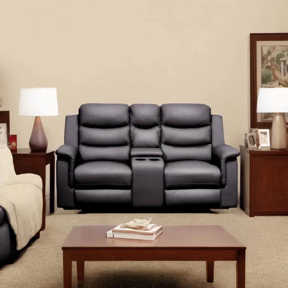 2 Seat Reclining Loveseat With Middle Console Slipcover, Stretch Loveseat Reclining Sofa Covers - Black - Furniture Home Direct