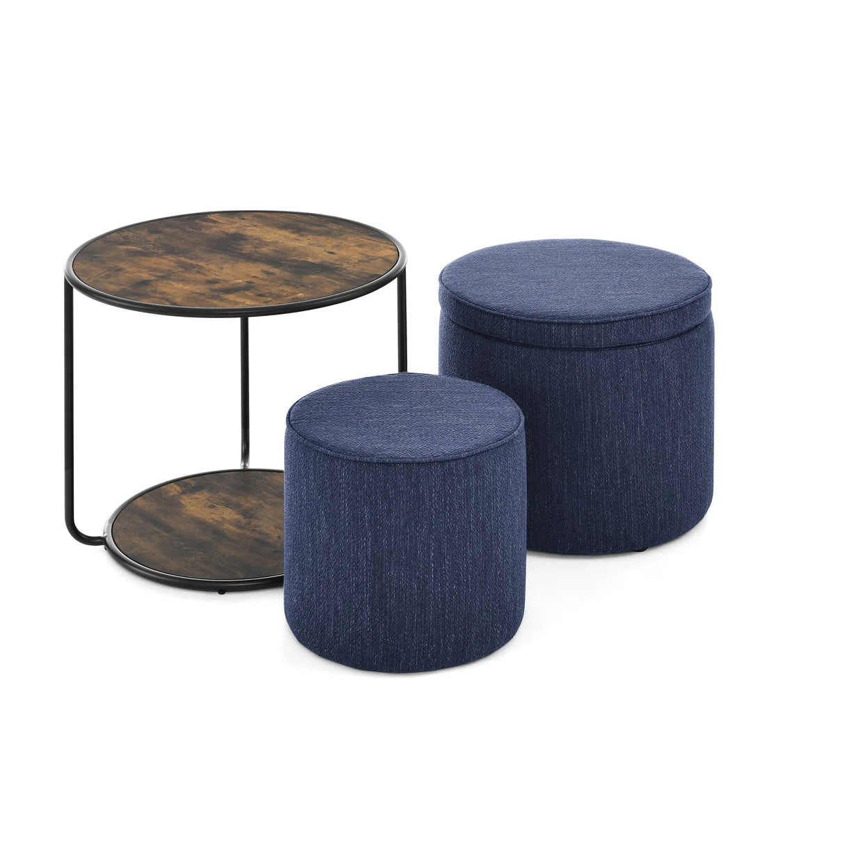 Multi Functional Ottoman And Table Set With Drum Stool - Furniture Home Direct