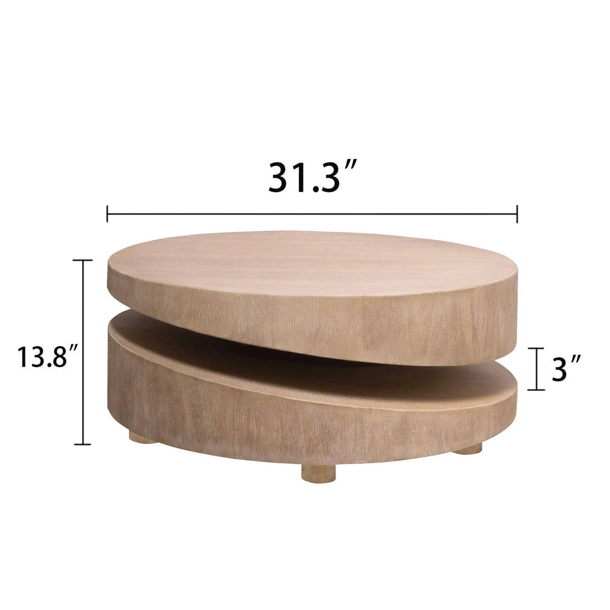 Modern Round Wood Coffee Table, Accent Table For Living Room - Antique Natural / Natural / Rustic - Furniture Home Direct