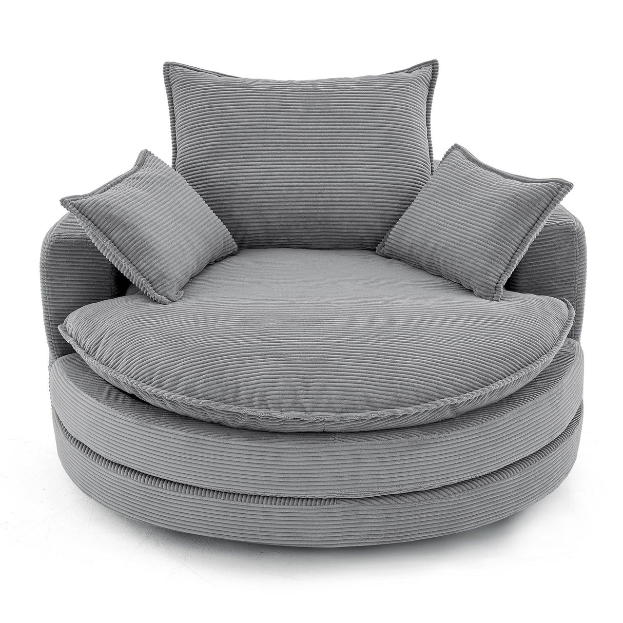 360° Swivel Accent Barrel Chair With Dual Layer Cushion And 3 Removable Pillows - Furniture Home Direct