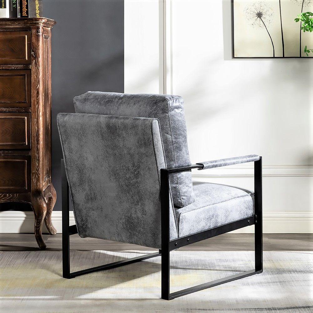 Classic Mid Century Modern Accent Chair With Durable Square Metal Frame, Armchair - Furniture Home Direct