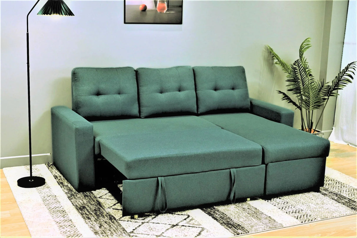 Convertible L Shaped Sectional Sleeper Sofa Bed, Saving Pull Out Couch - Furniture Home Direct