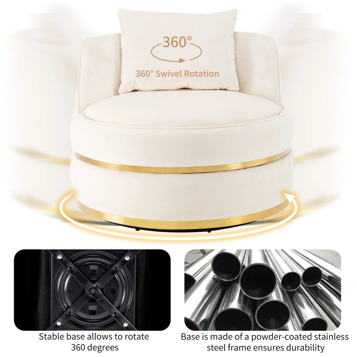 360 Degree Swivel Over Sized Upholstered Barrel Chair - Furniture Home Direct